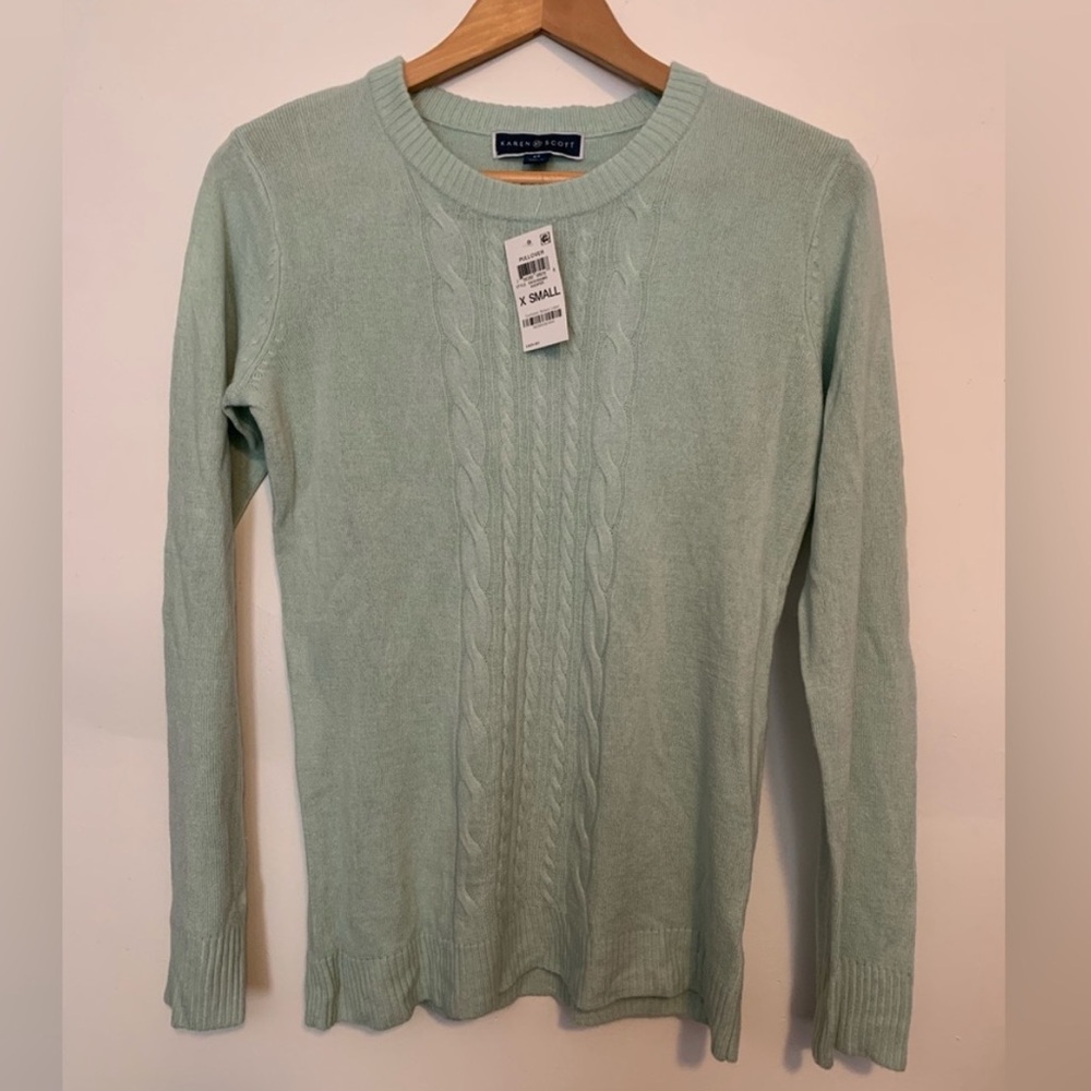Karen Scott Cable-Knit Pullover Sweater
Mint Green Size XS